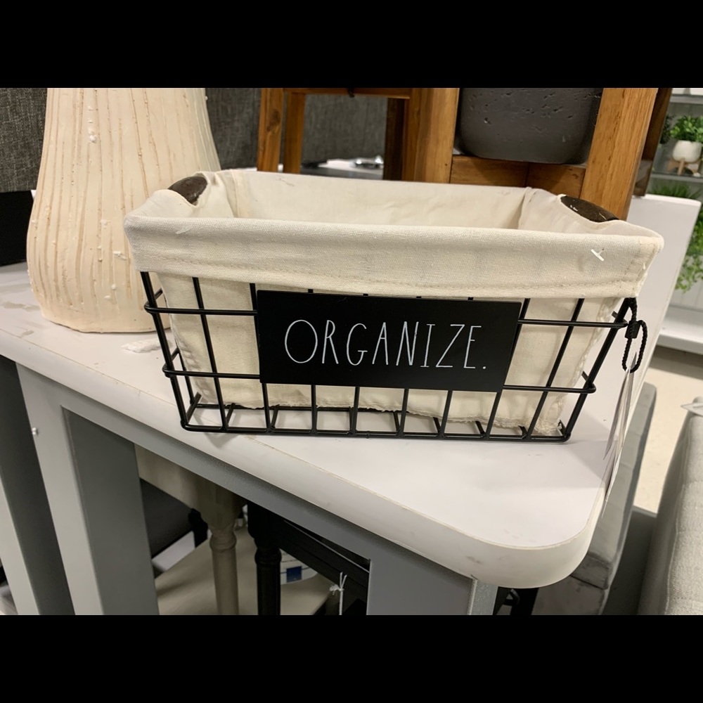 Rae Dunn basket organize